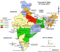 population map of india-2001